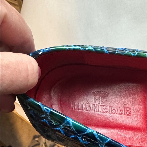 Vintage Caribbean blue Croc embossed Leather Loafer Shoes Mens 43/10 Italy Disco main image 11